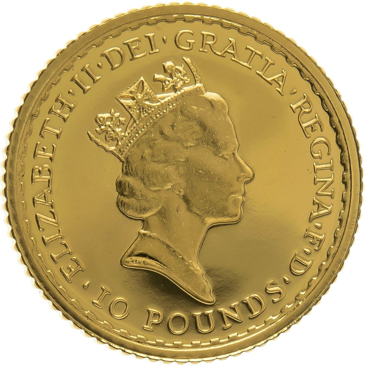 10 Pounds - Elizabeth II 3rd portrait; 1/10 oz Fine Gold obverse