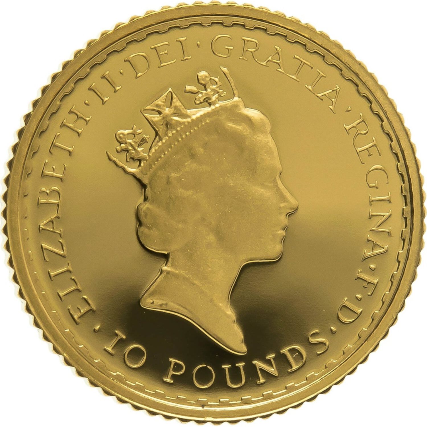 10 Pounds - Elizabeth II 3rd portrait; 1/10 oz Fine Gold obverse