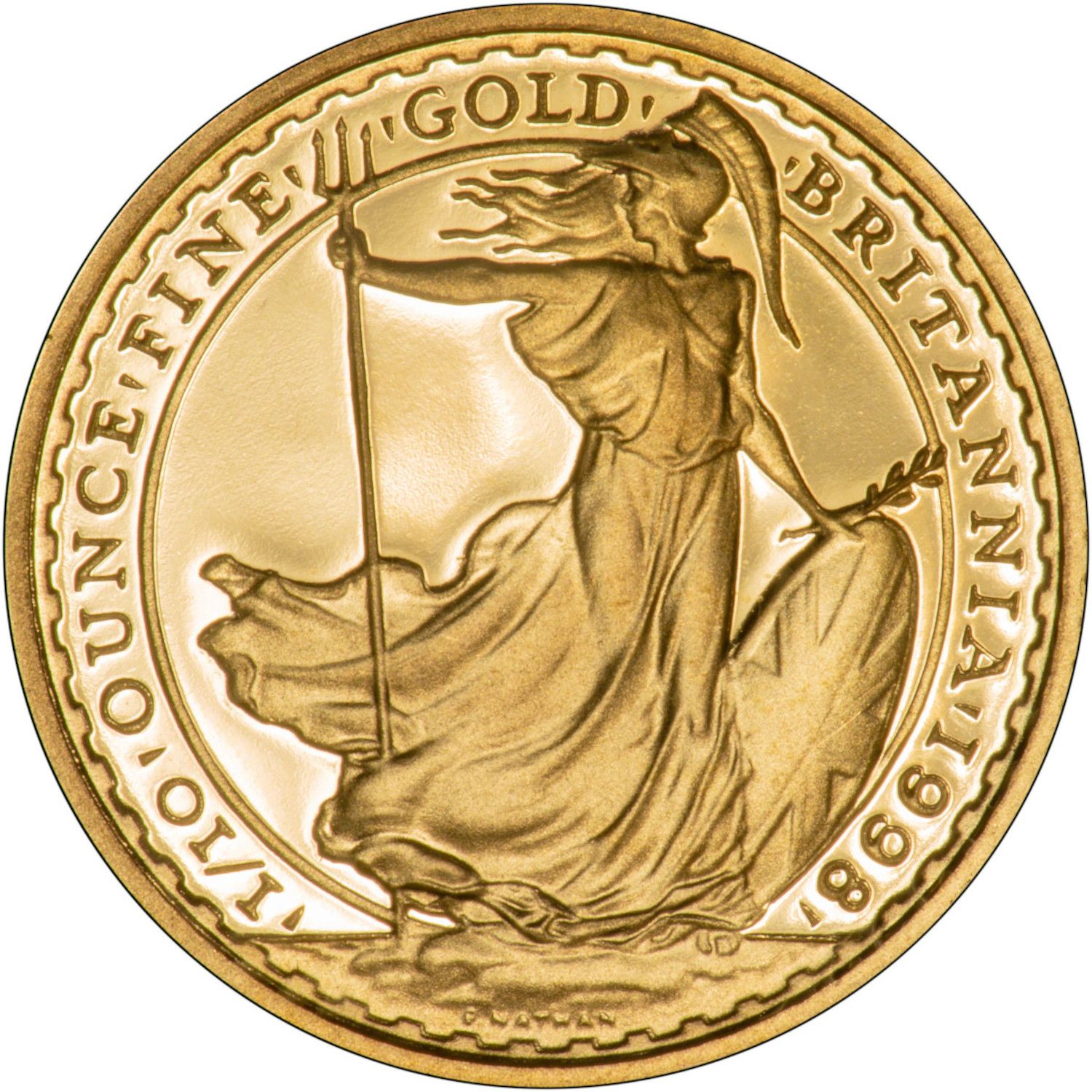 10 Pounds - Elizabeth II 4th portrait; 1/10 oz Fine Gold reverse