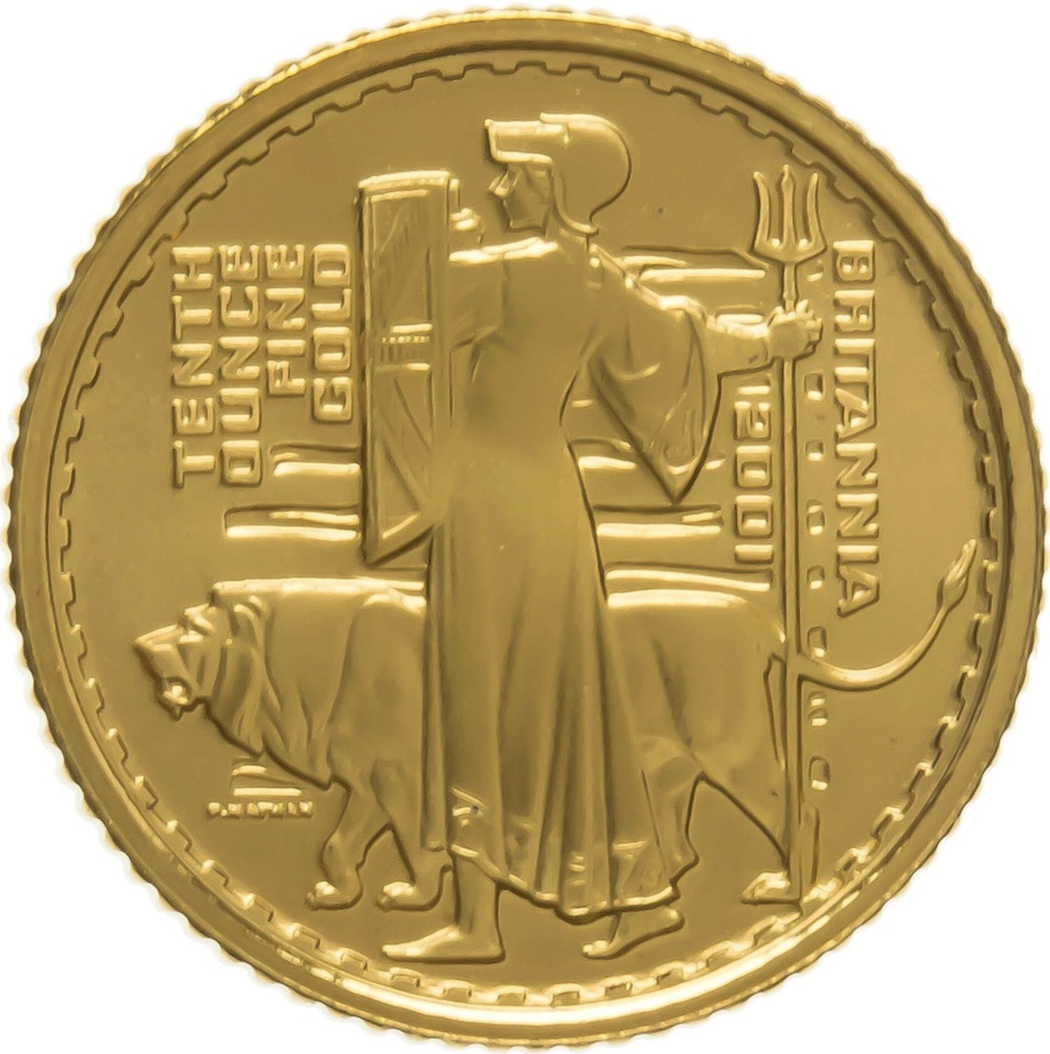 10 Pounds - Elizabeth II 4th portrait; 1/10 oz Fine Gold reverse