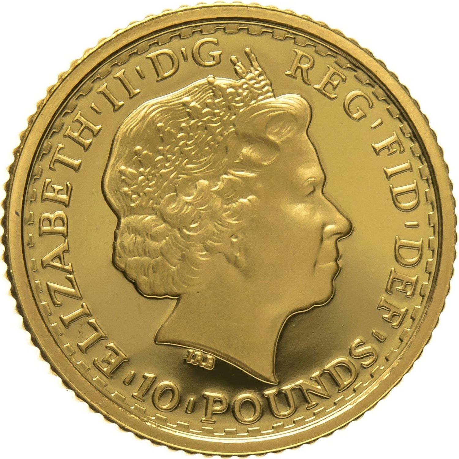 10 Pounds - Elizabeth II 4th portrait; 1/10 oz Fine Gold obverse