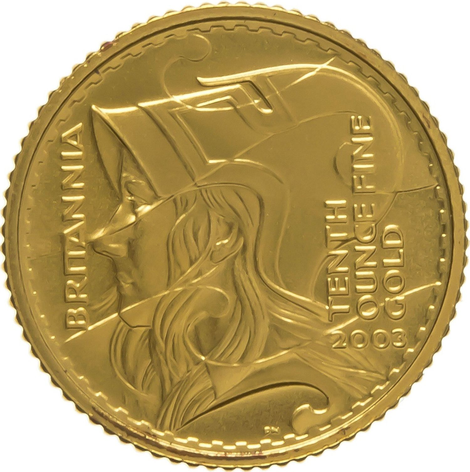 10 Pounds - Elizabeth II 4th portrait; 1/10 oz Fine Gold reverse