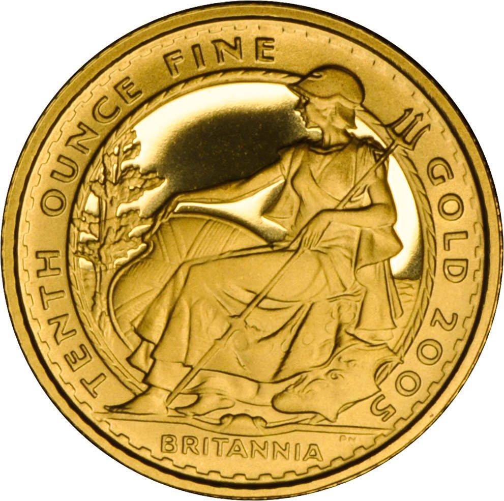 10 Pounds - Elizabeth II 4th portrait; 1/10 oz Fine Gold reverse