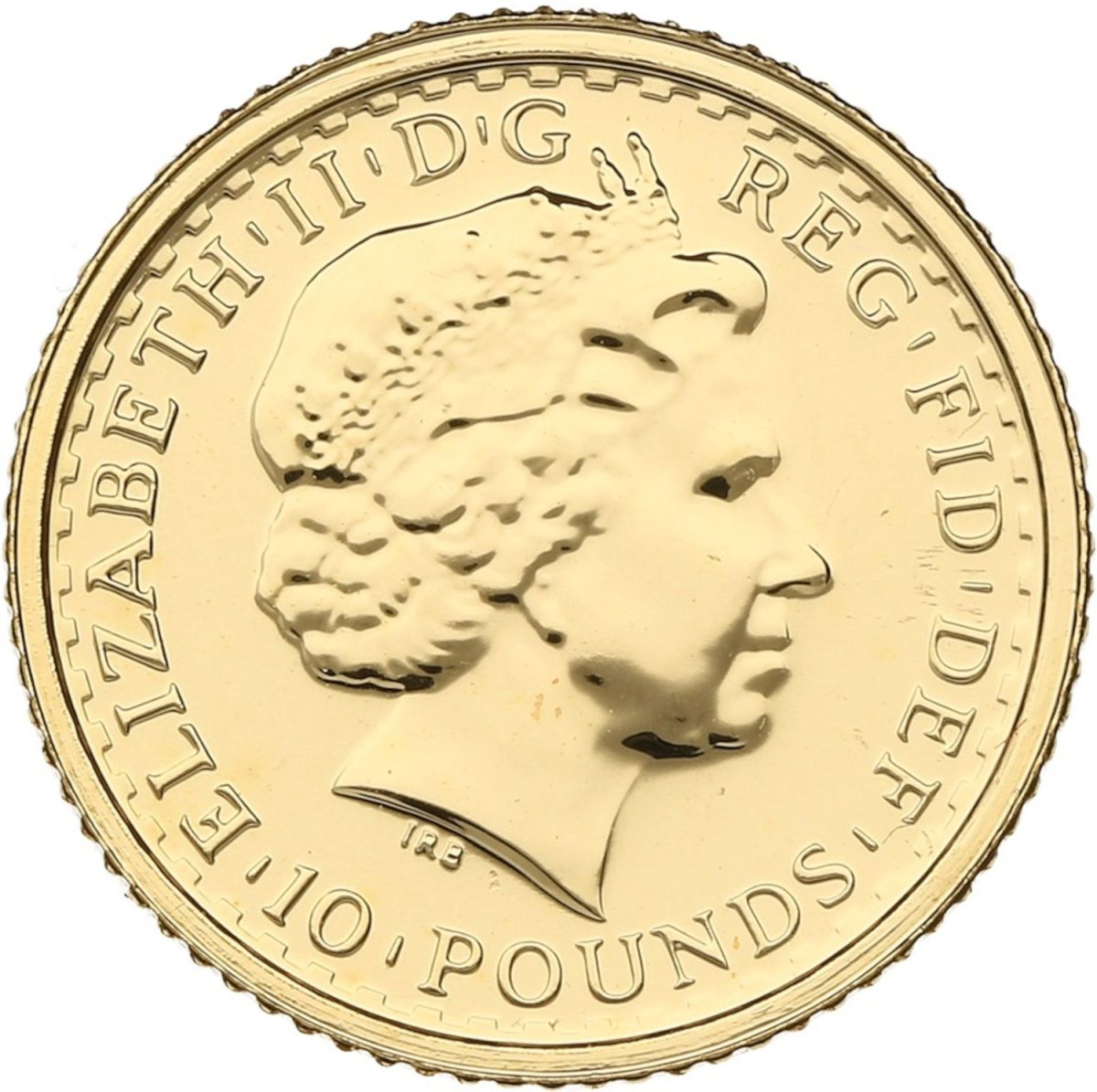 10 Pounds - Elizabeth II 4th portrait; 1/10 oz Fine Gold obverse