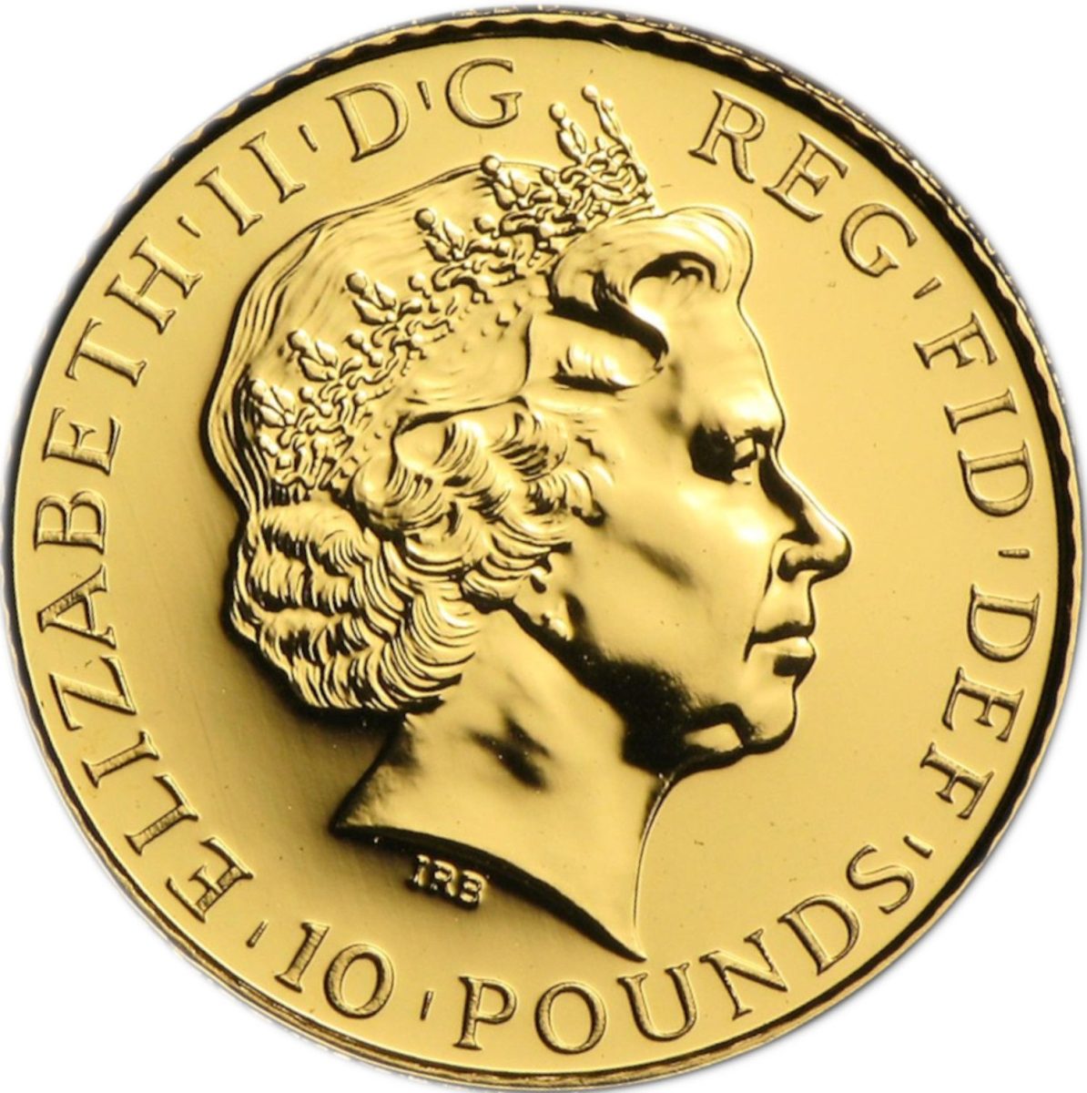 10 Pounds - Elizabeth II 4th portrait; 1/10 oz Fine Gold obverse