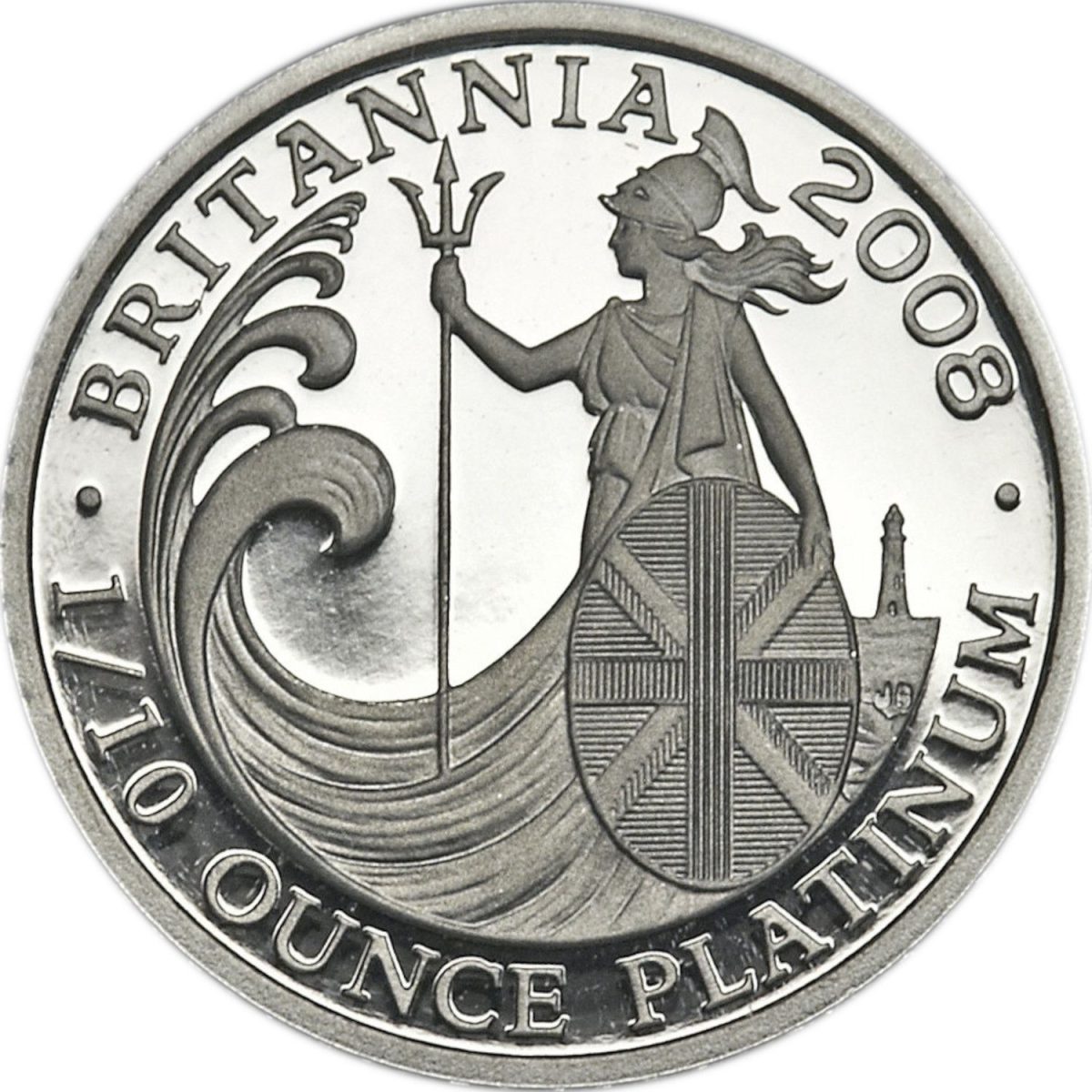 10 Pounds - Elizabeth II 4th portrait; 1/10 oz Fine Platinum