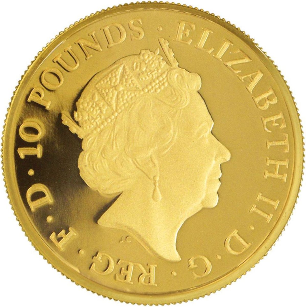 10 Pounds - Elizabeth II 5th portrait; 1/10 oz Fine Gold obverse