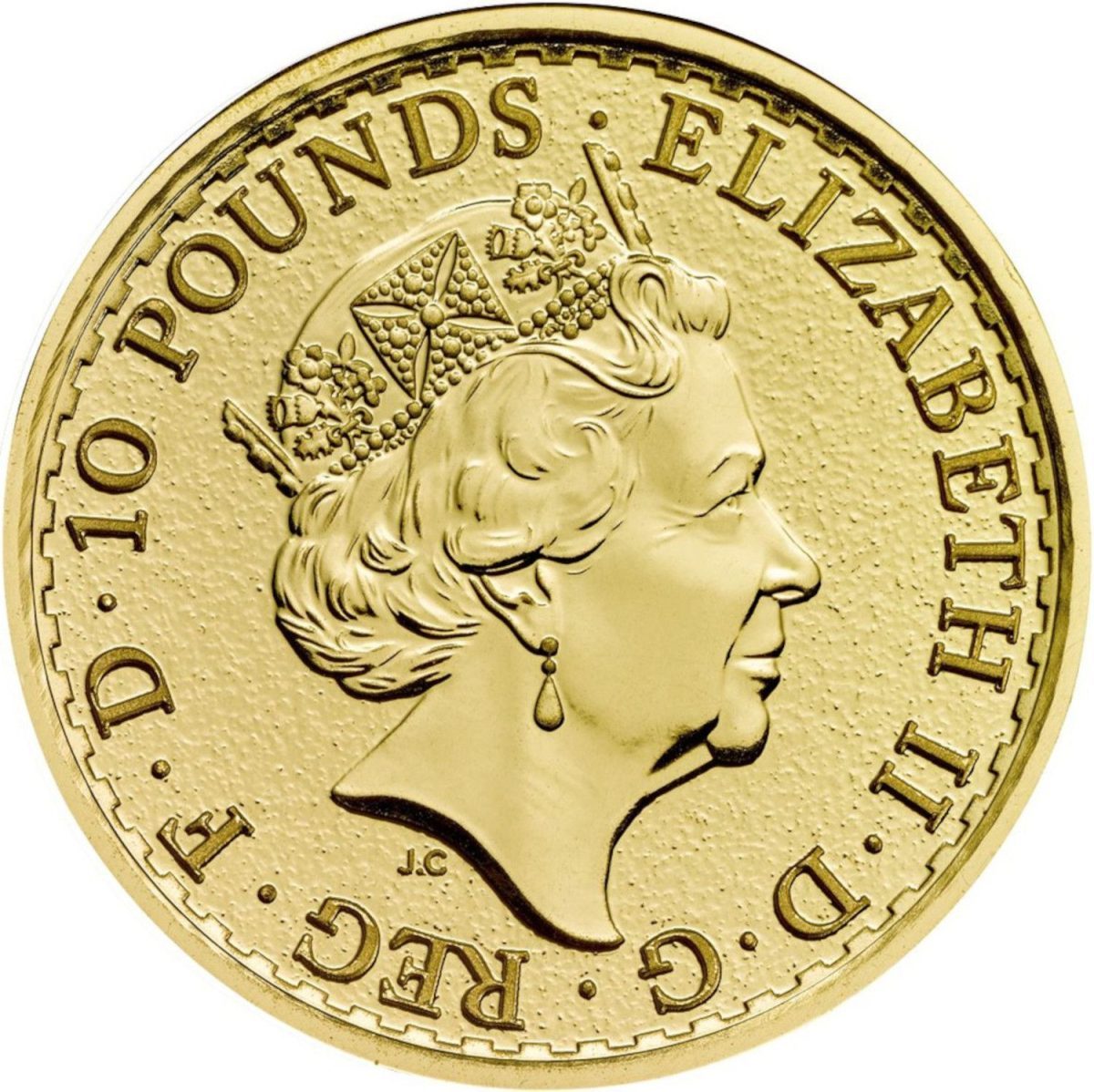 10 Pounds - Elizabeth II 5th portrait; 1/10 oz Fine Gold obverse