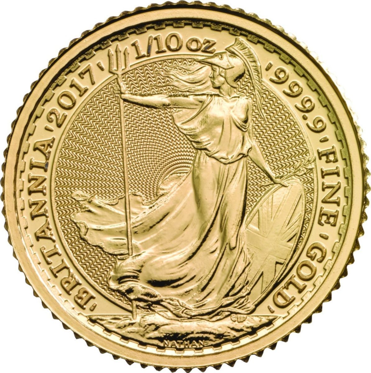 10 Pounds - Elizabeth II 5th portrait; 1/10 oz Fine Gold
