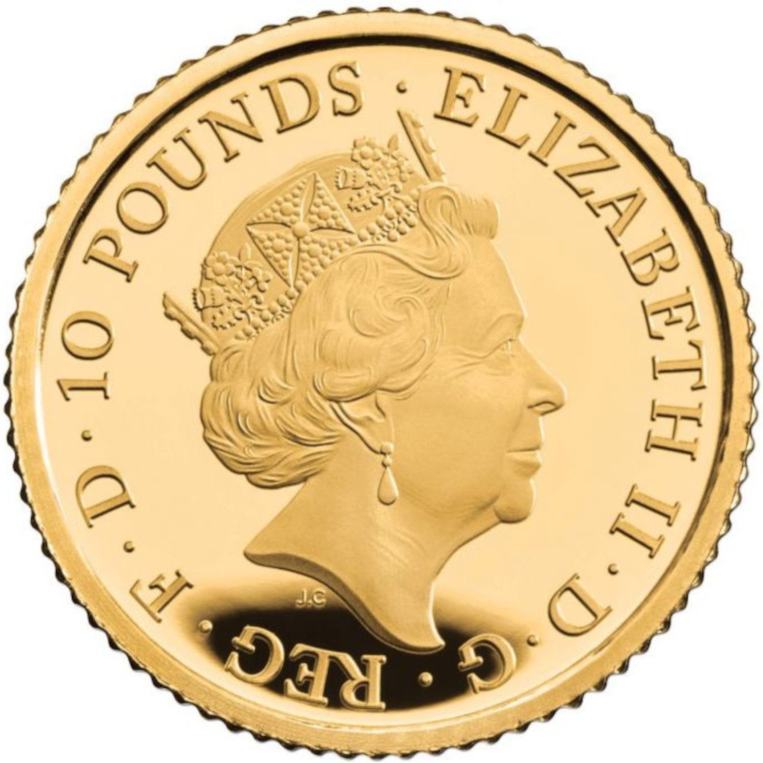 10 Pounds - Elizabeth II 5th portrait; 1/10 oz Fine Gold obverse