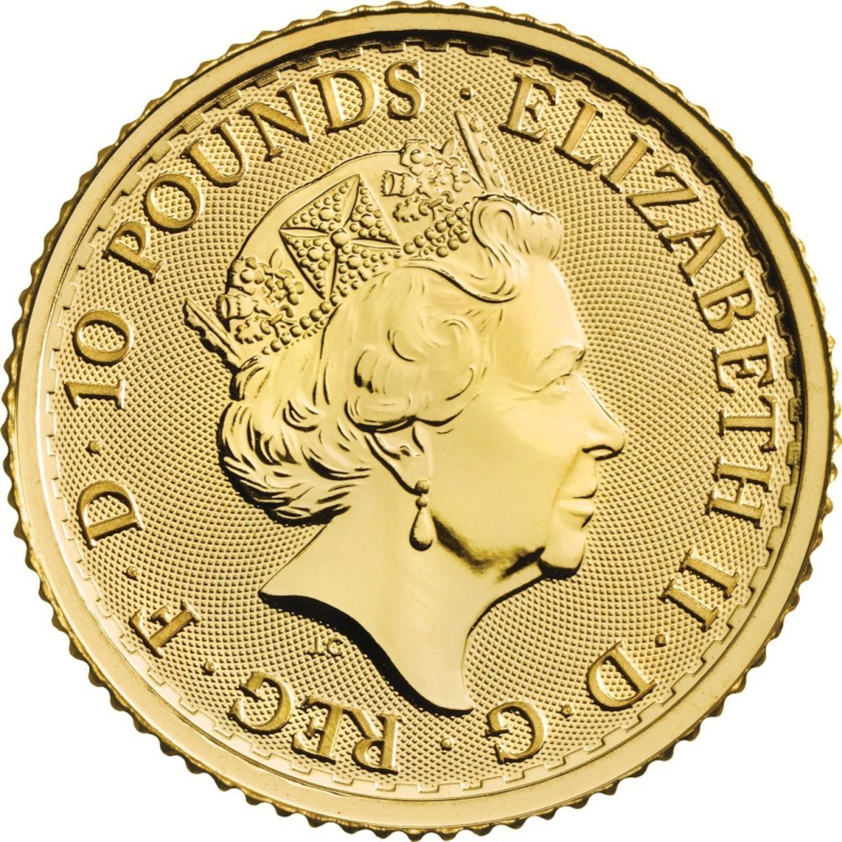 10 Pounds - Elizabeth II 5th portrait; 1/10 oz Fine Gold obverse