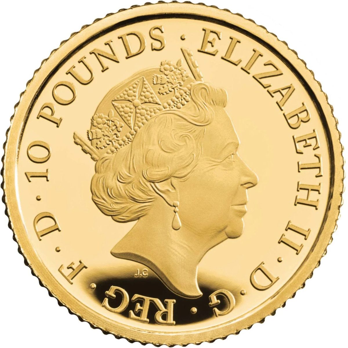 10 Pounds - Elizabeth II 5th portrait; 1/10 oz Fine Gold obverse