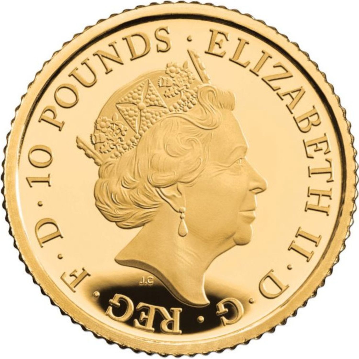 10 Pounds - Elizabeth II 5th portrait; 1/10 oz Fine Gold obverse