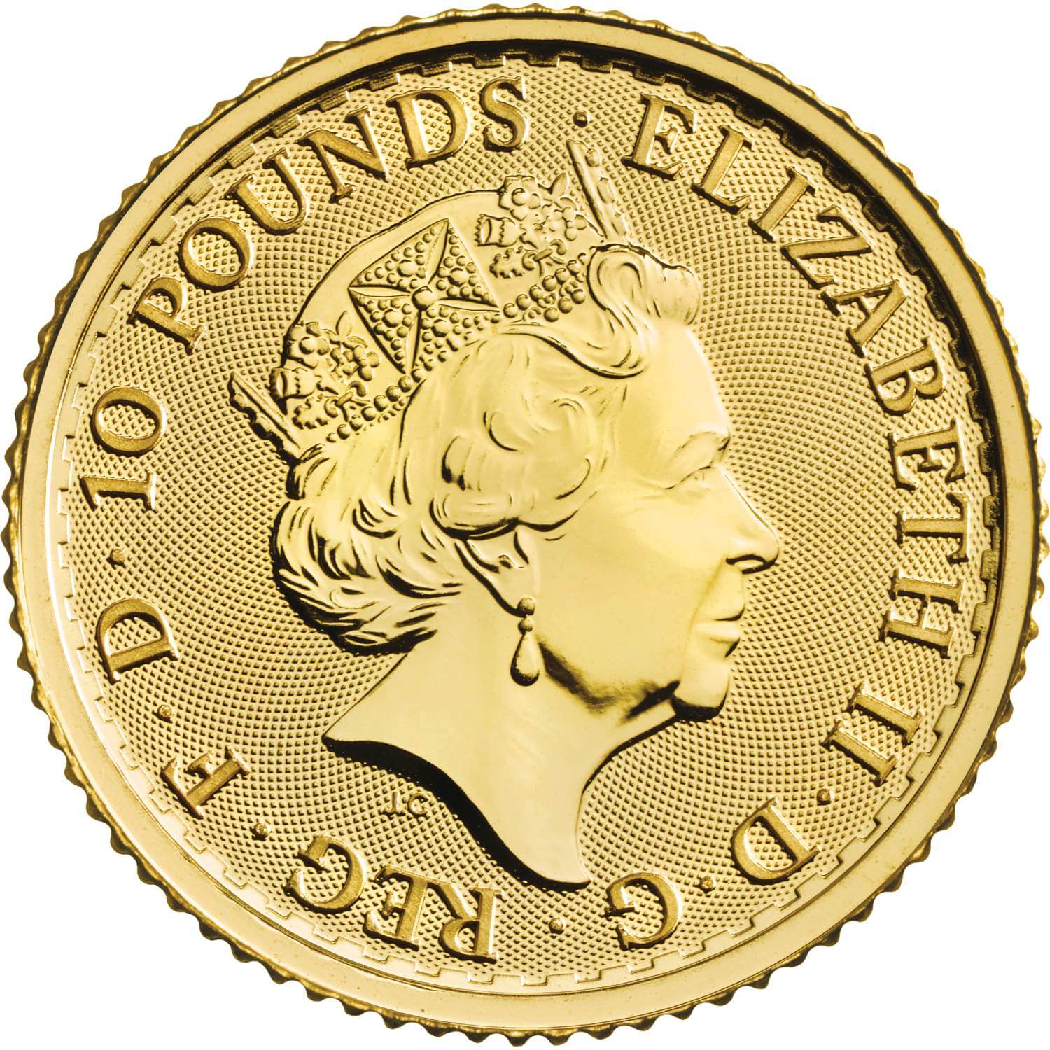 10 Pounds - Elizabeth II 5th portrait; 1/10 oz Fine Gold obverse