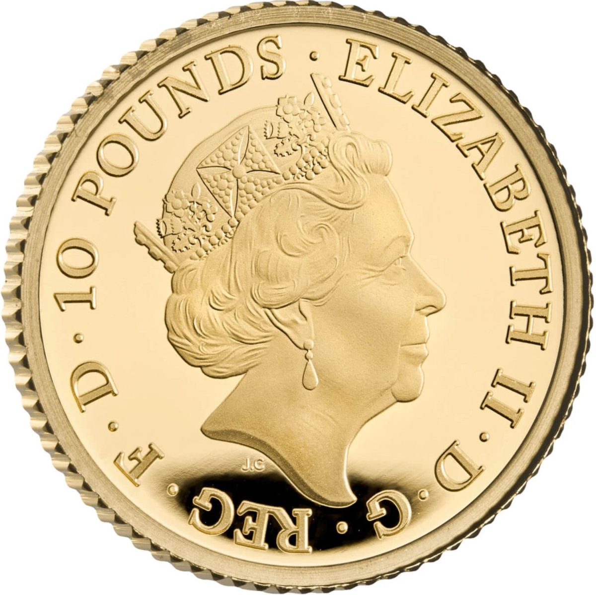 10 Pounds - Elizabeth II 5th portrait; 1/10 oz Fine Gold obverse