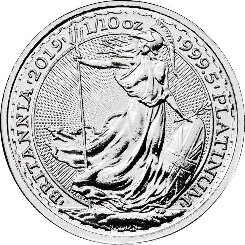 10 Pounds - Elizabeth II 5th portrait; 1/10 oz Fine Platinum
