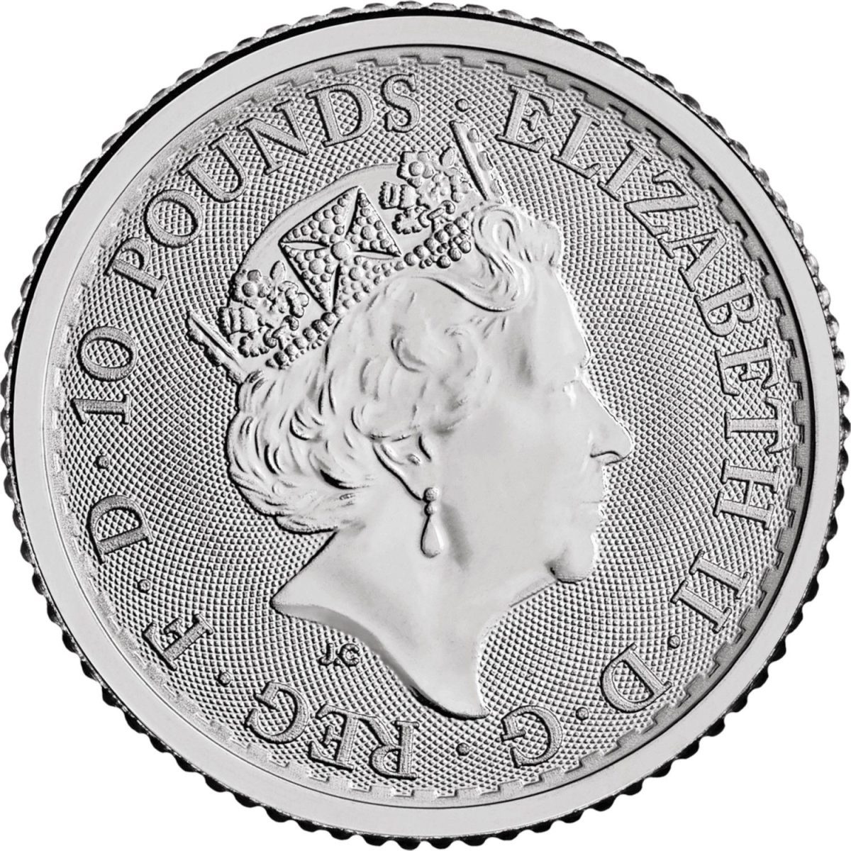 10 Pounds - Elizabeth II 5th portrait; 1/10 oz Fine Platinum obverse