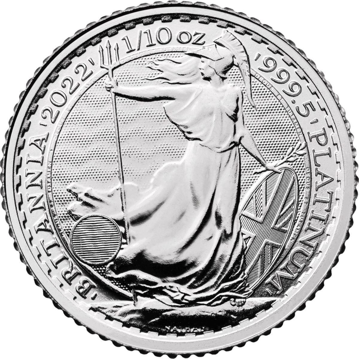 10 Pounds - Elizabeth II 5th portrait; 1/10 oz Fine Platinum
