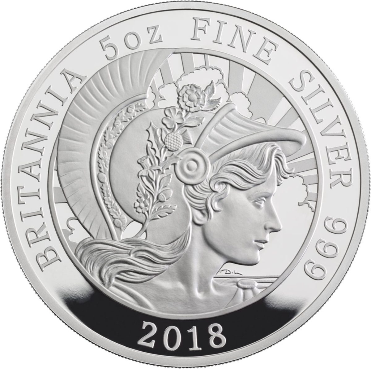 10 Pounds - Elizabeth II 5th portrait; 5 oz Fine Silver