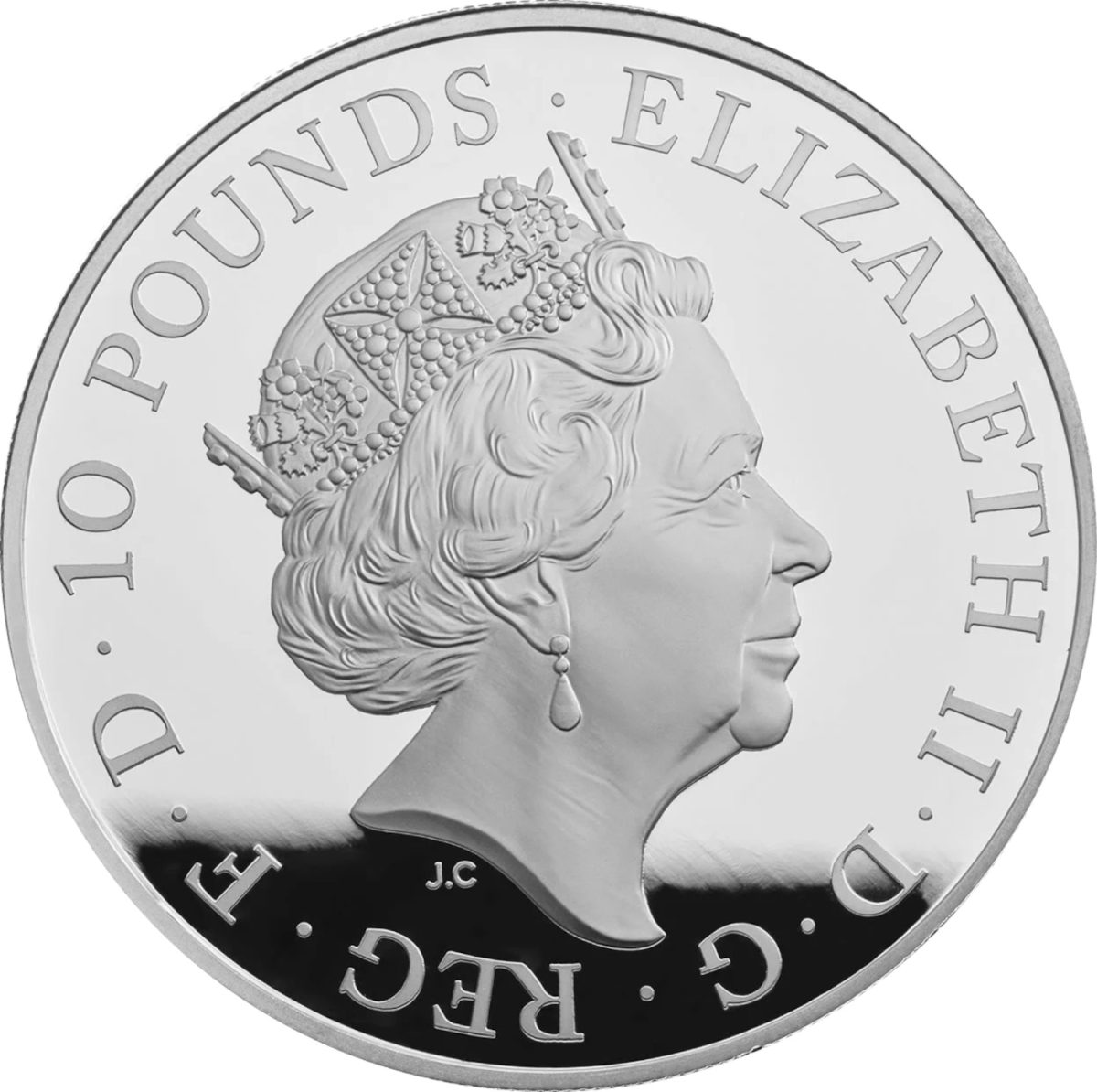 10 Pounds - Elizabeth II Armistice; Silver Proof obverse