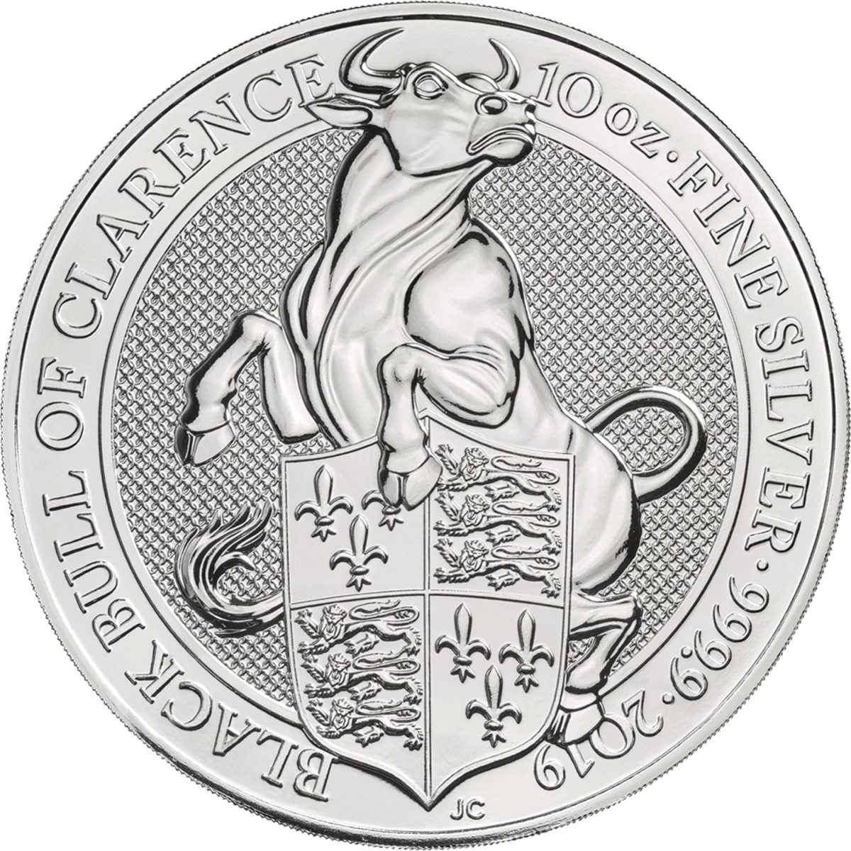10 Pounds - Elizabeth II Black Bull of Clarence; 10 oz Fine Silver