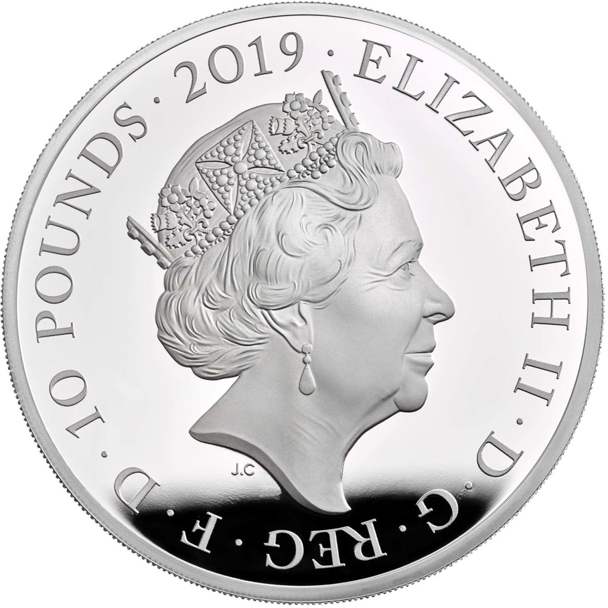 10 Pounds - Elizabeth II Ceremony of the Keys; Silver Proof obverse