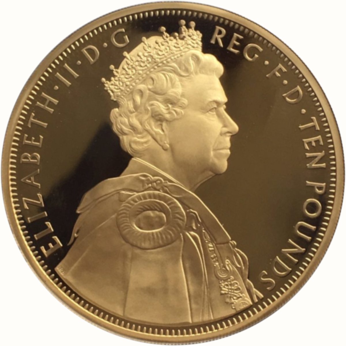 10 Pounds - Elizabeth II Diamond Jubilee; Gold Proof obverse
