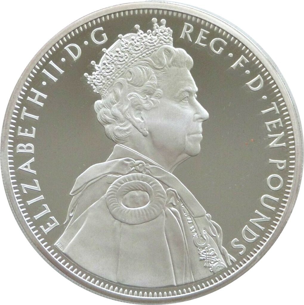 10 Pounds - Elizabeth II Diamond Jubilee: Silver Proof obverse