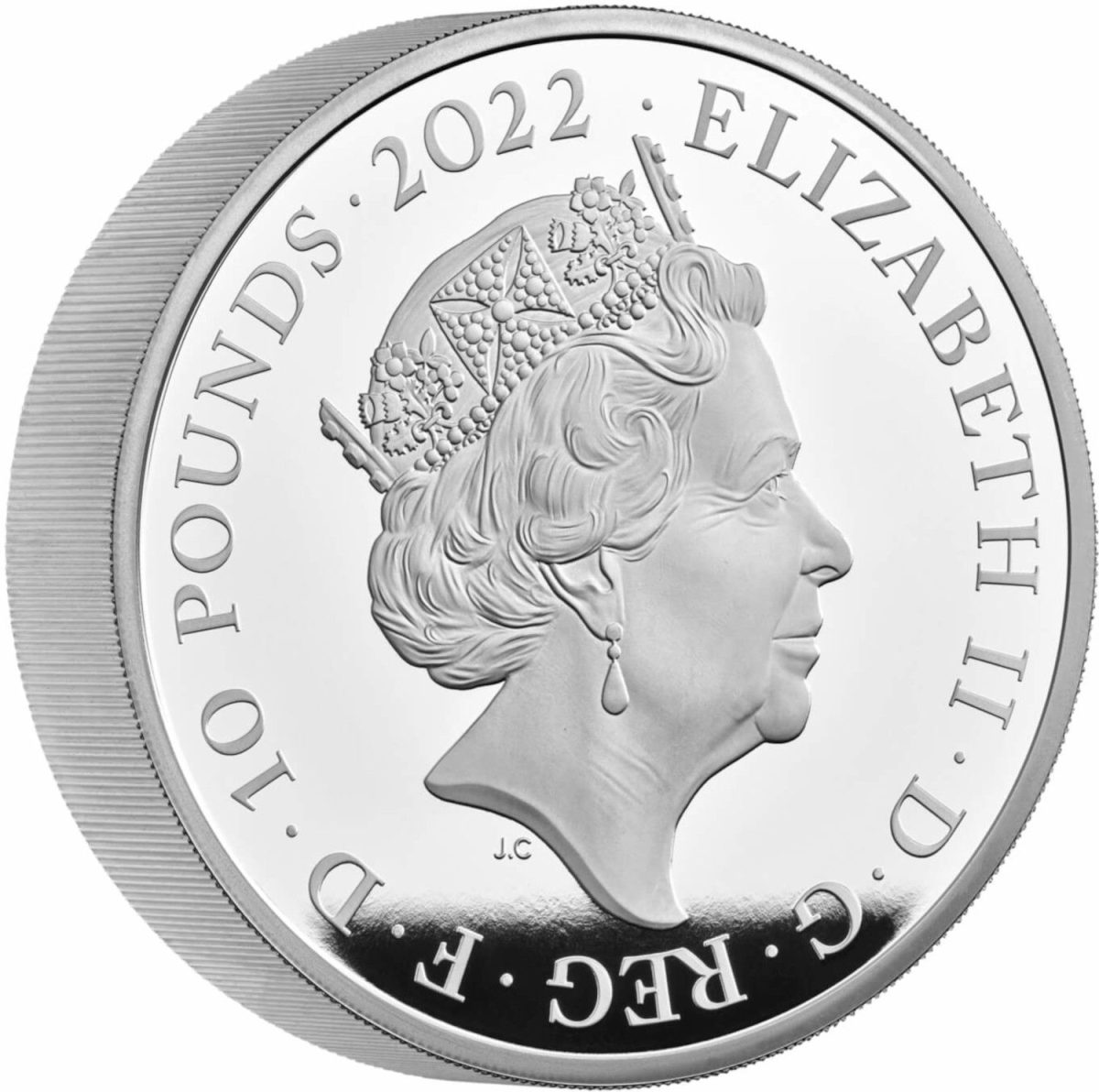 10 Pounds - Elizabeth II Edward VII; Silver Piedfort obverse