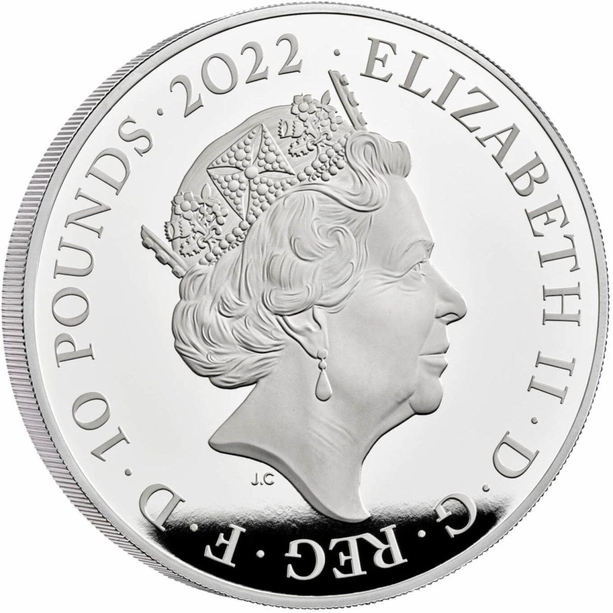 10 Pounds - Elizabeth II Edward VII; Silver Proof obverse