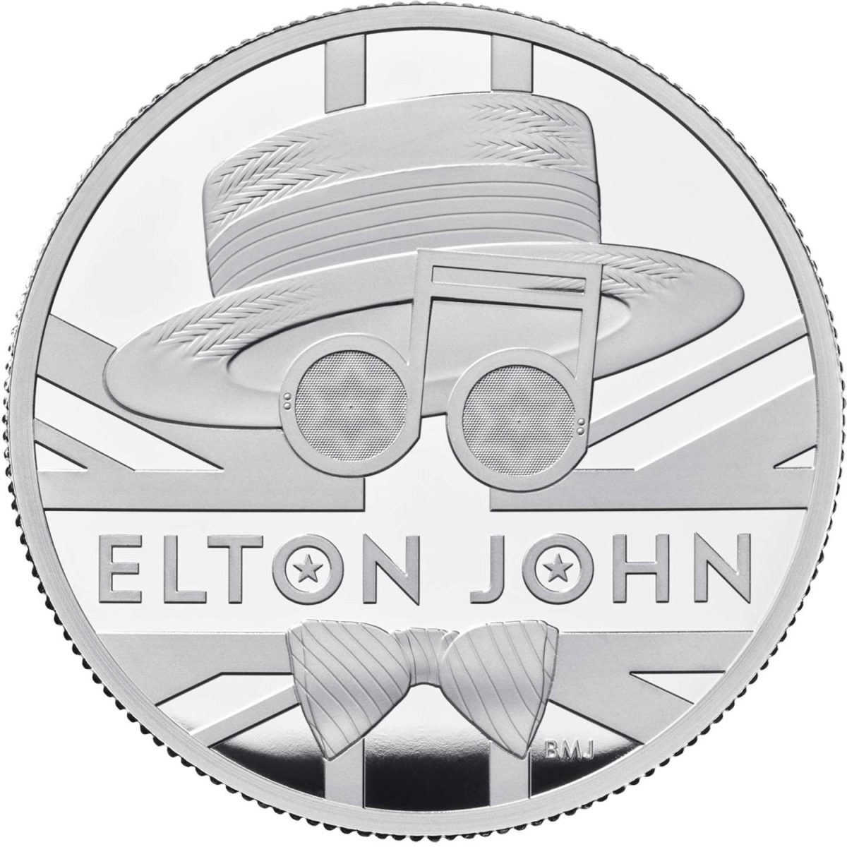 10 Pounds - Elizabeth II Elton John; Silver Proof reverse