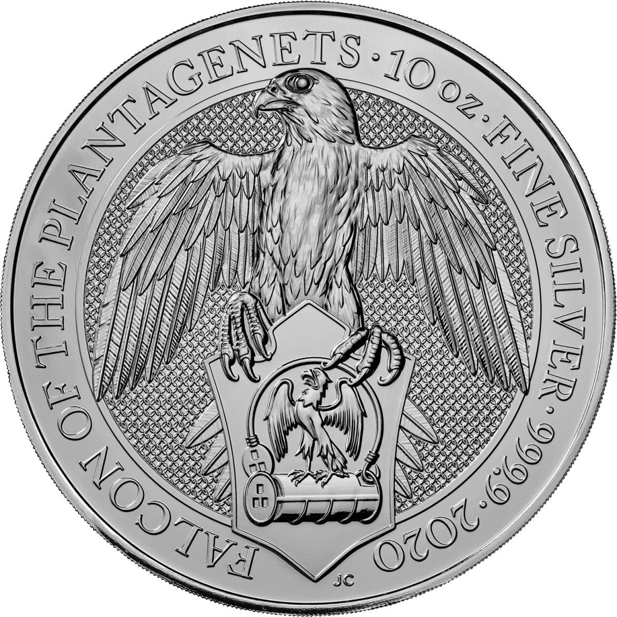 10 Pounds - Elizabeth II Falcon of the Plantagenets; 10 oz Fine Silver