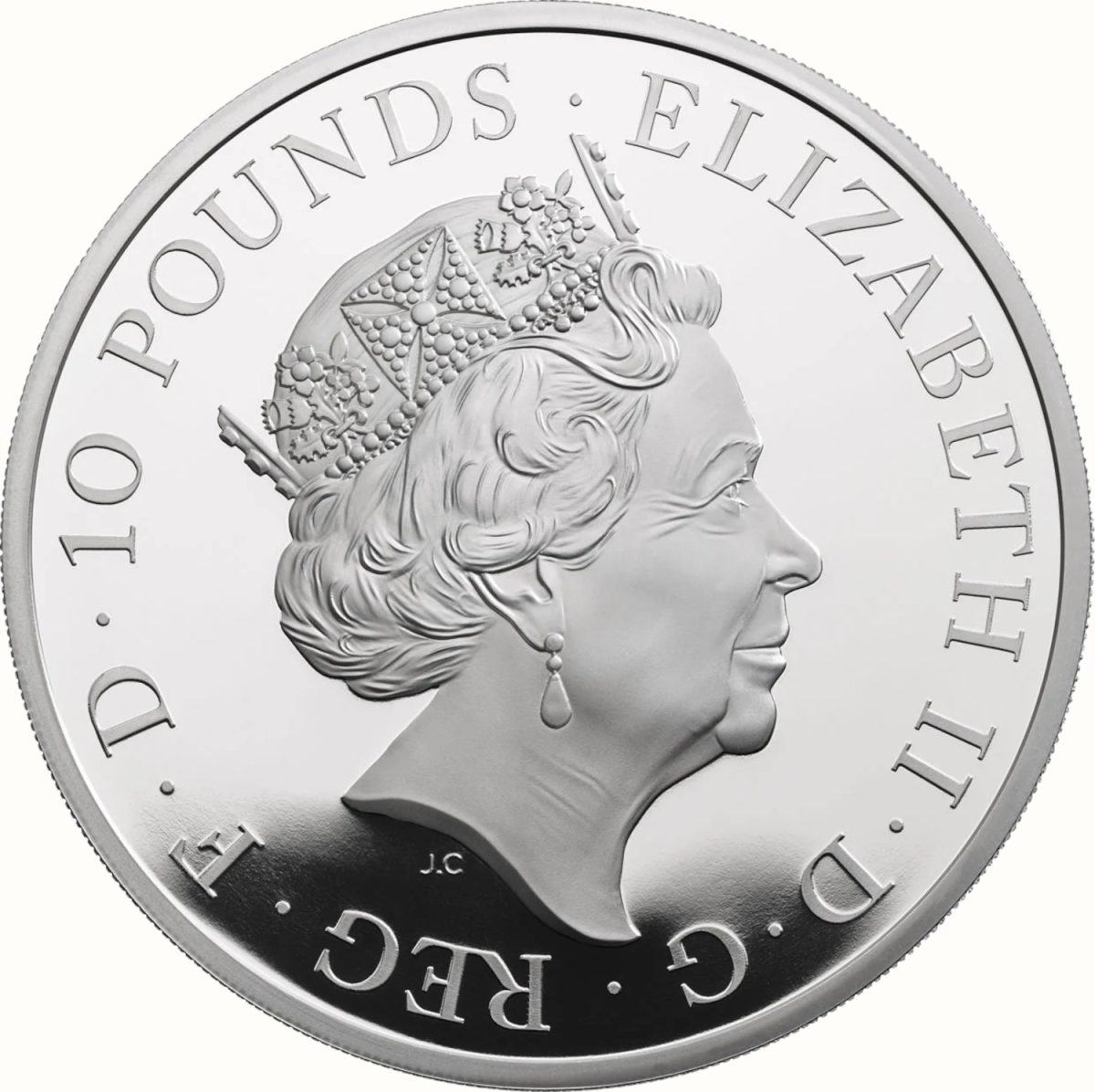 10 Pounds - Elizabeth II Four Generations of Royalty; Silver Proof obverse