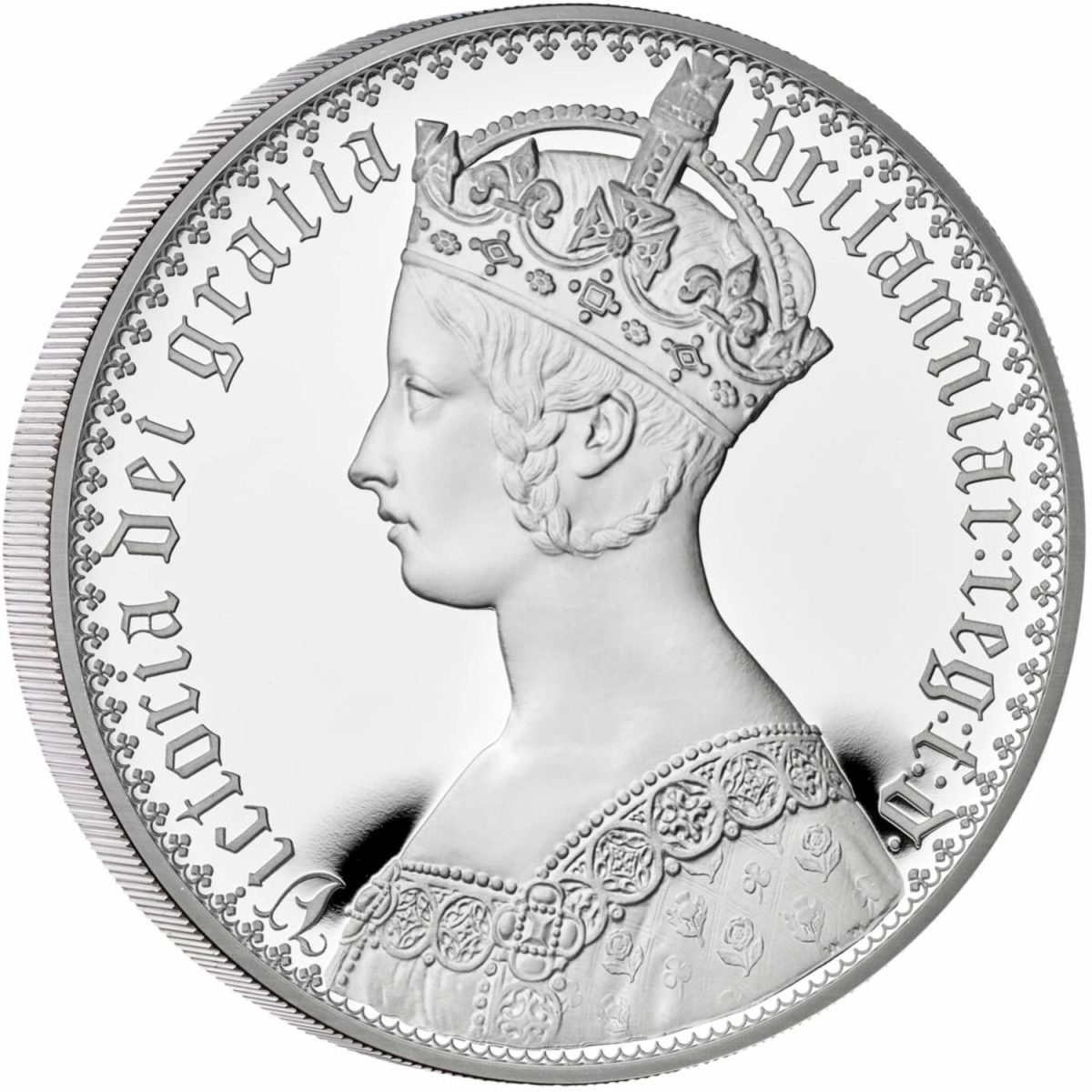 10 Pounds - Elizabeth II Gothic Crown Portrait; Silver Proof