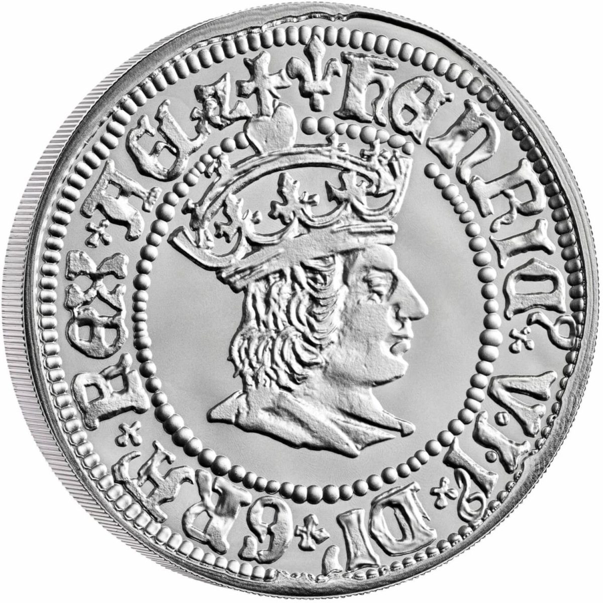 10 Pounds - Elizabeth II Henry VII; Silver Piedfort reverse