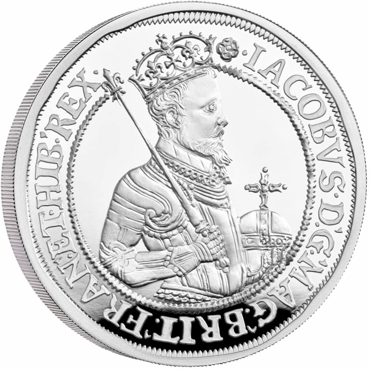 10 Pounds - Elizabeth II James I; Silver Proof reverse