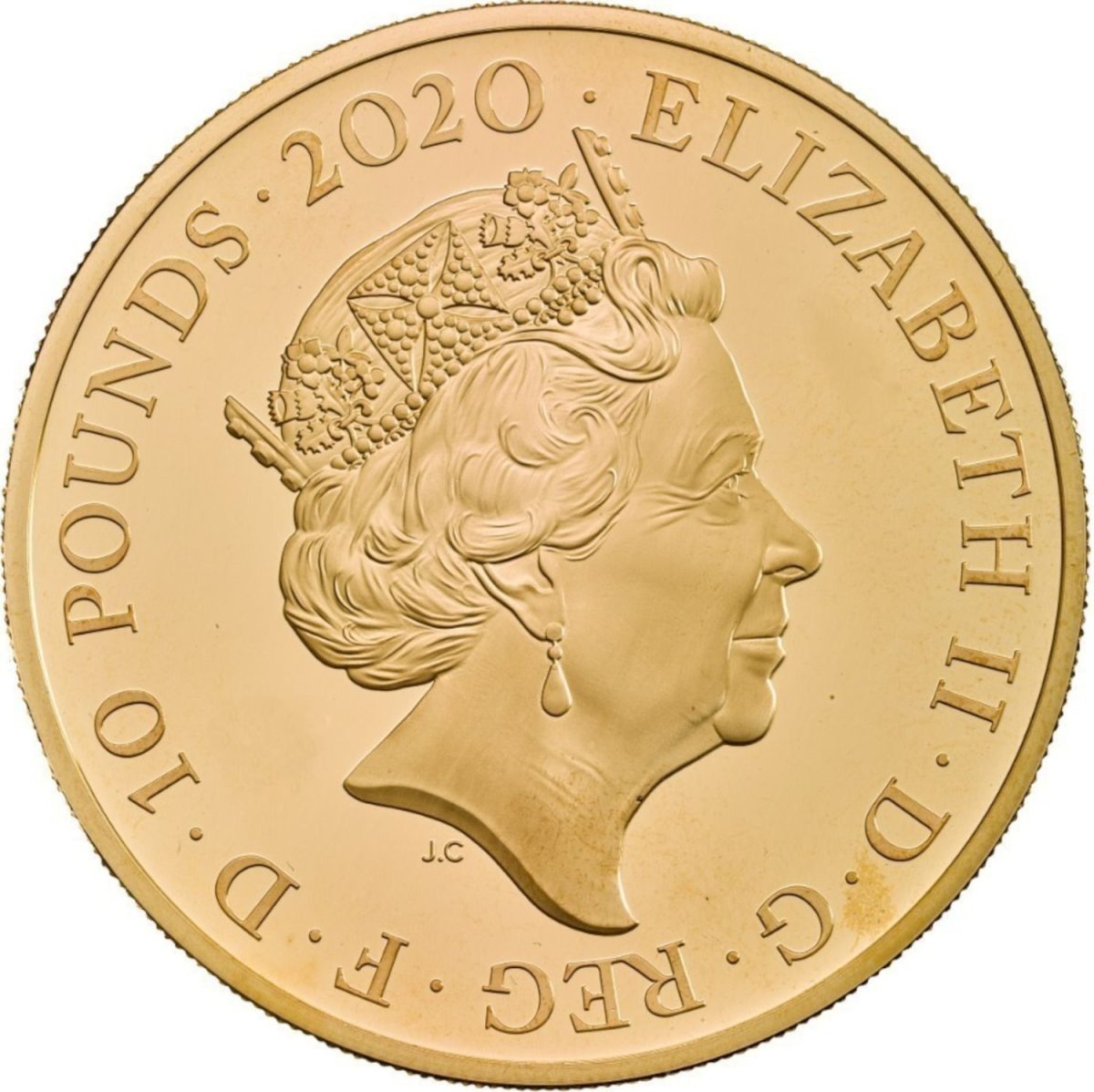 10 Pounds - Elizabeth II King George III; Gold Proof obverse