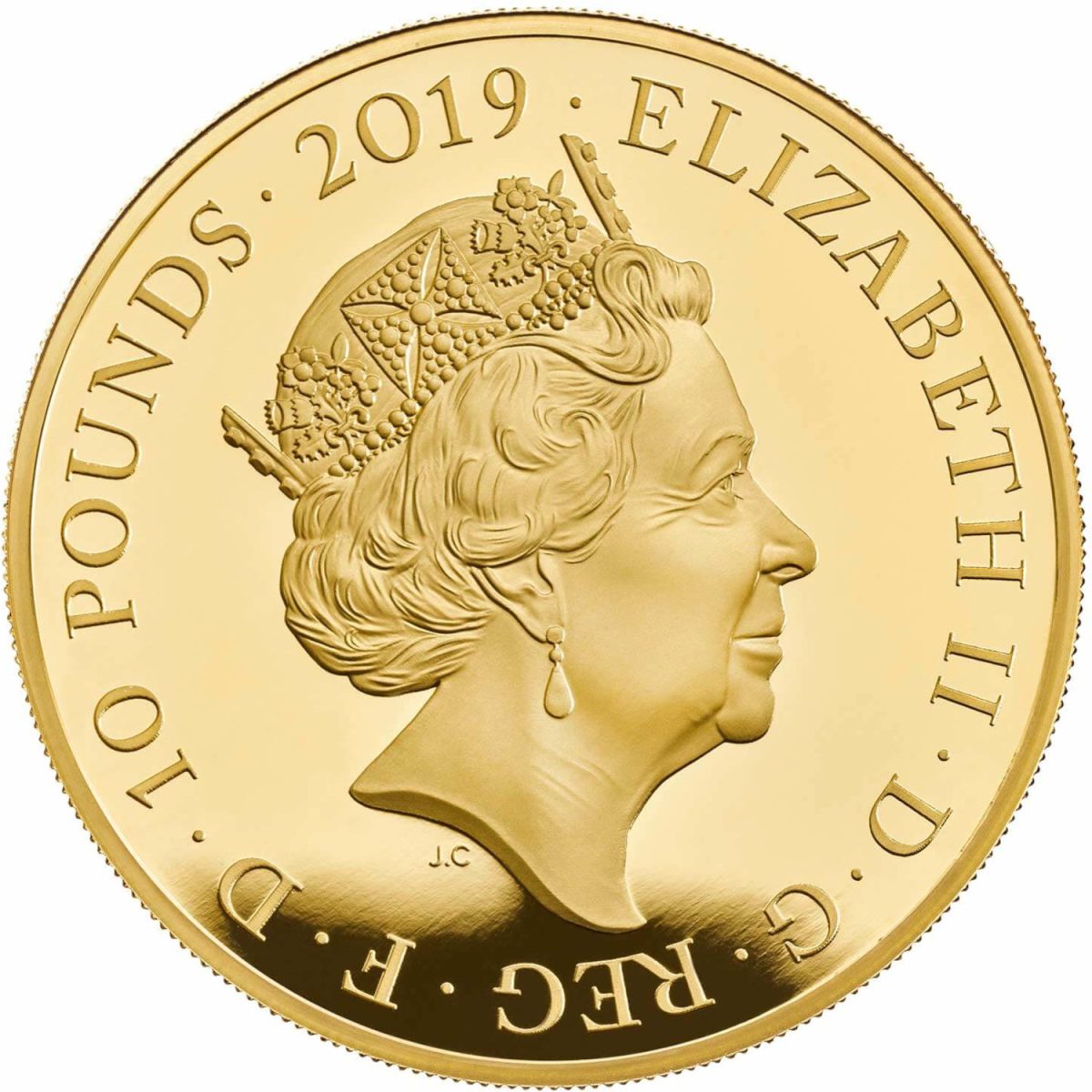 10 Pounds - Elizabeth II Legend of the Ravens; Gold Proof obverse