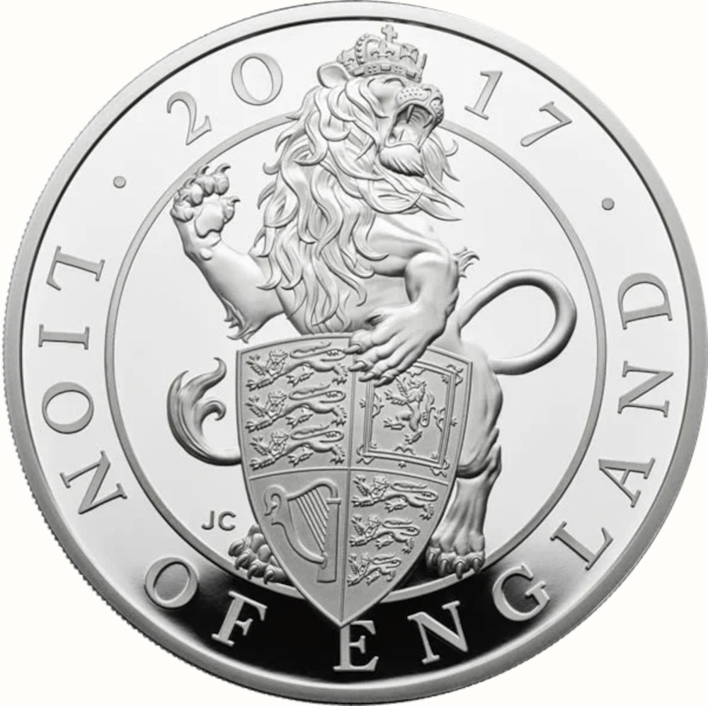 10 Pounds - Elizabeth II Lion of England; Silver Proof