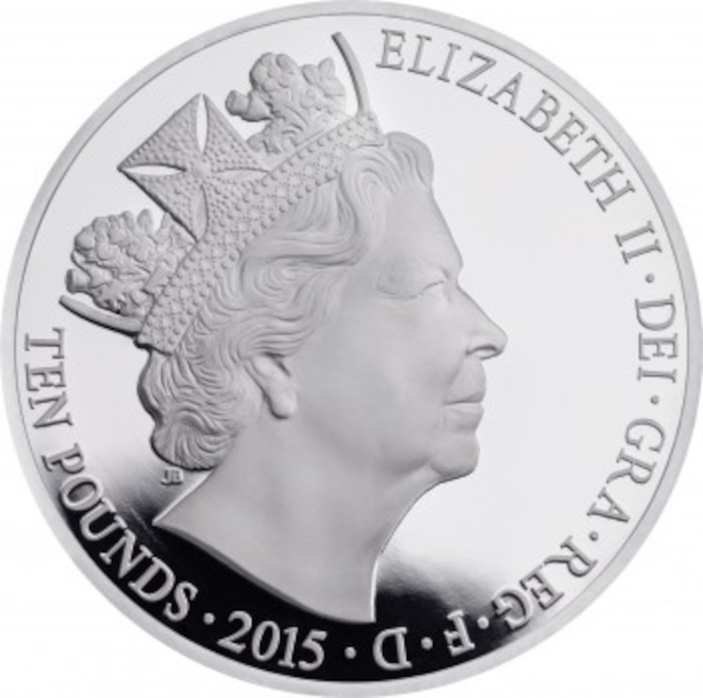 10 Pounds - Elizabeth II Longest Reign; Silver Proof obverse