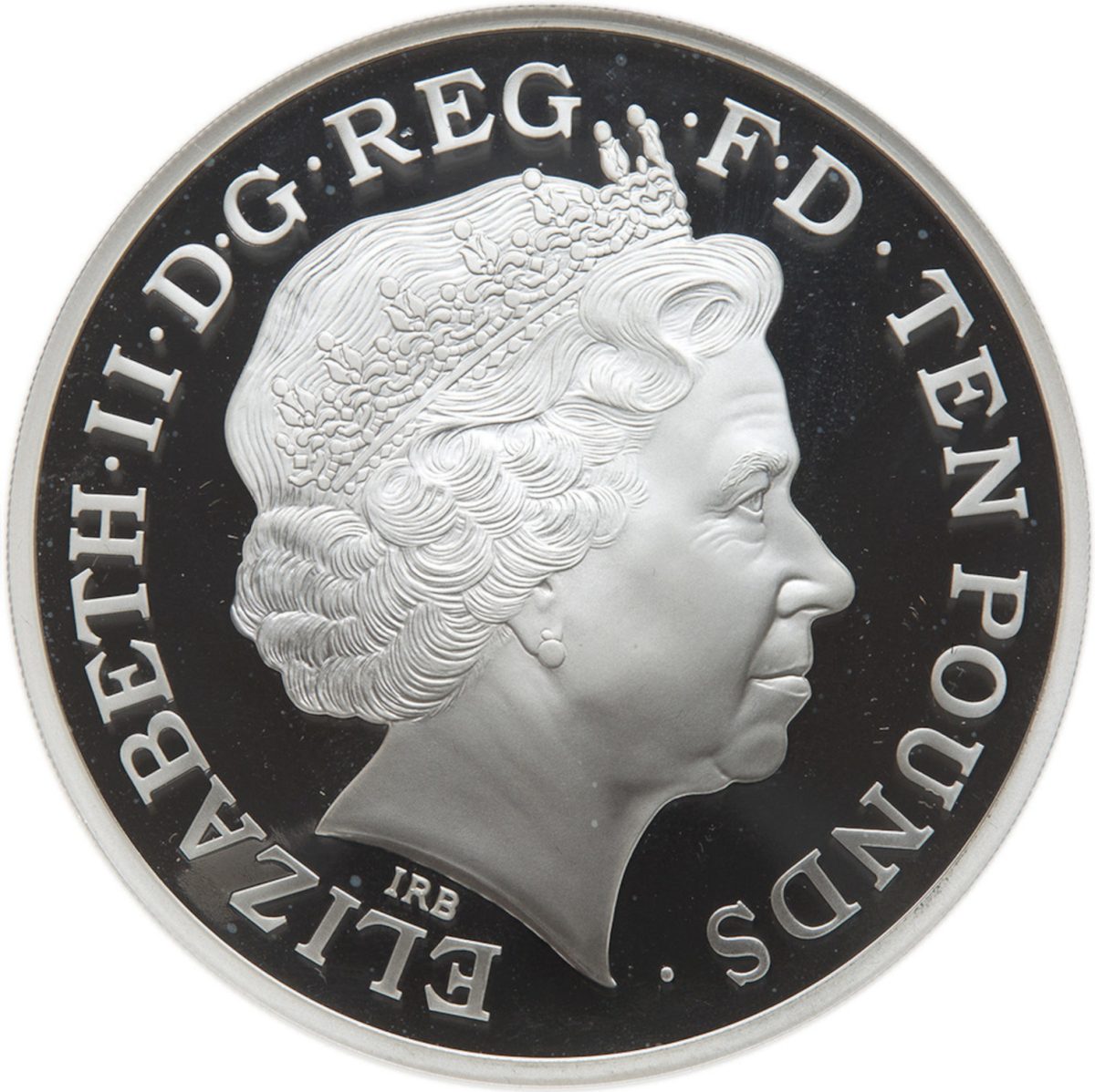 10 Pounds - Elizabeth II Pegasus; Silver Proof obverse