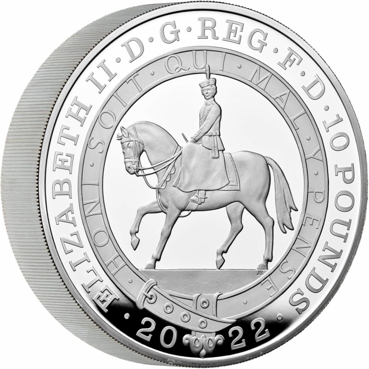 10 Pounds - Elizabeth II Platinum Jubilee; Silver Piedfort obverse