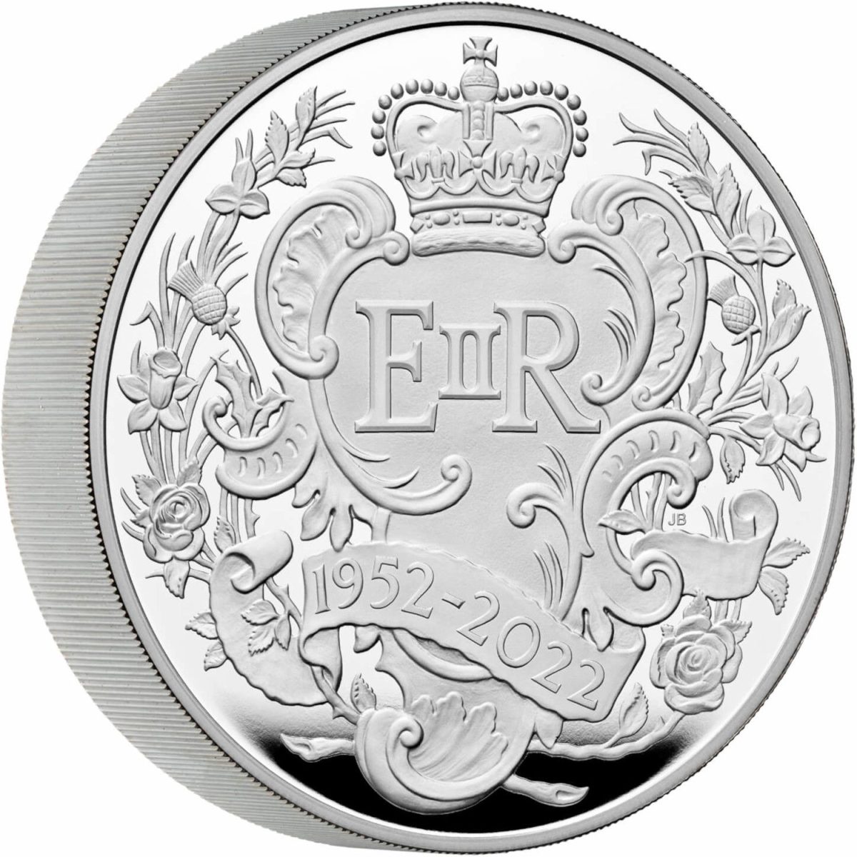 10 Pounds - Elizabeth II Platinum Jubilee; Silver Piedfort reverse