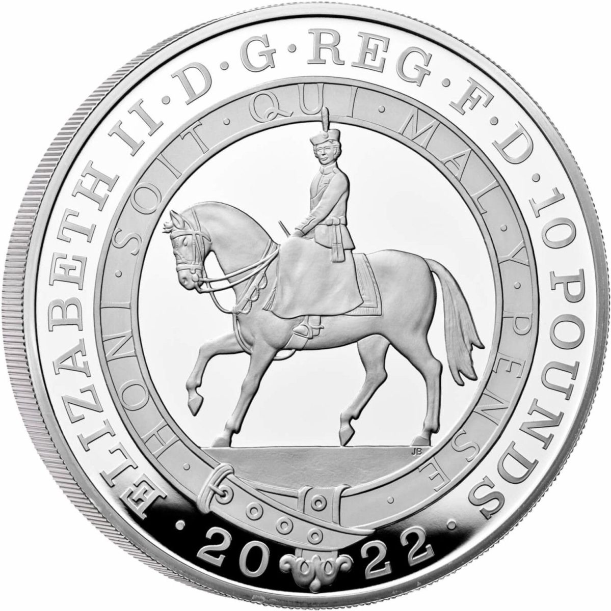 10 Pounds - Elizabeth II Platinum Jubilee; Silver Proof obverse
