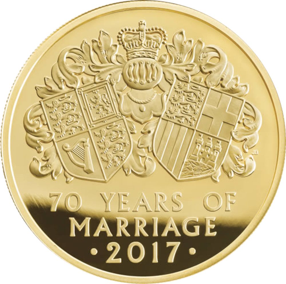 10 Pounds - Elizabeth II Platinum Wedding; Gold Proof