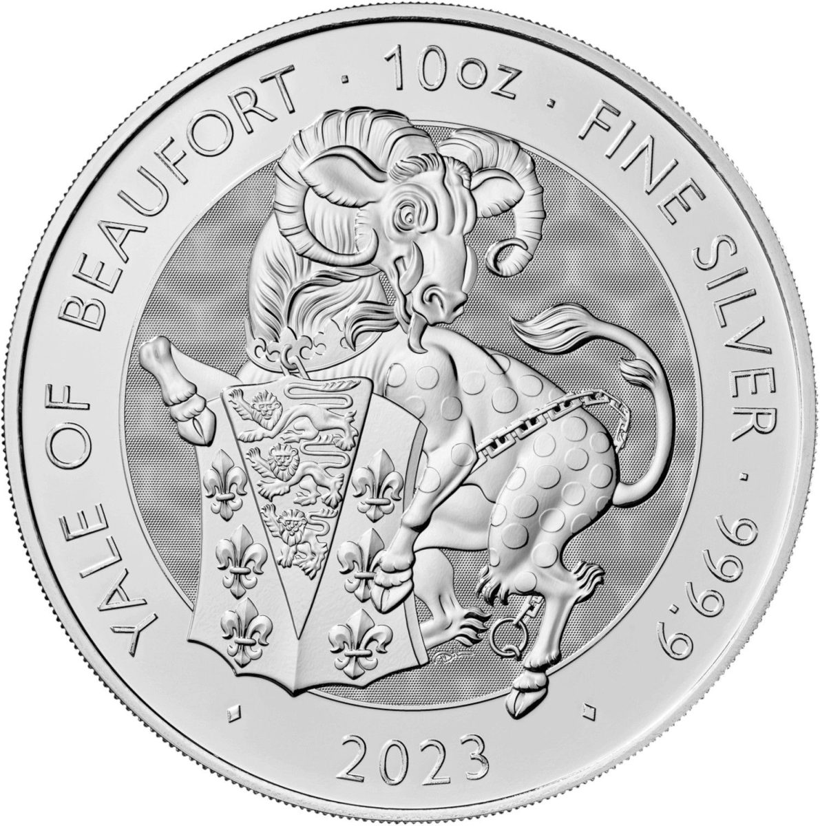 10 Pounds - Elizabeth II Posthumous; Yale of Beaufort; 10 oz Fine Silver reverse