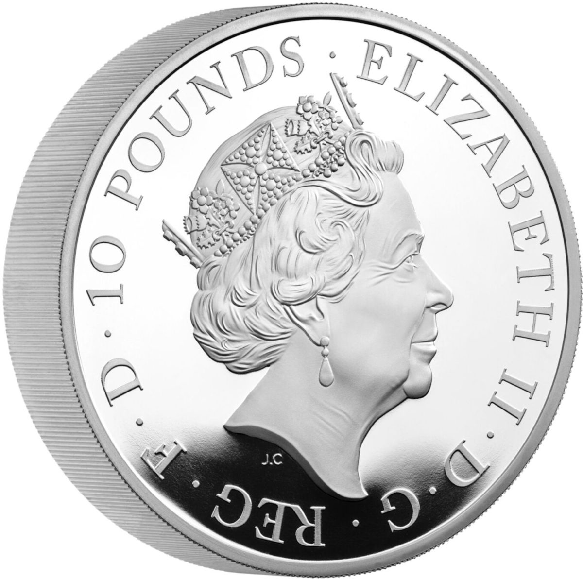 10 Pounds - Elizabeth II Posthumous; Yale of Beaufort; Silver Piedfort obverse