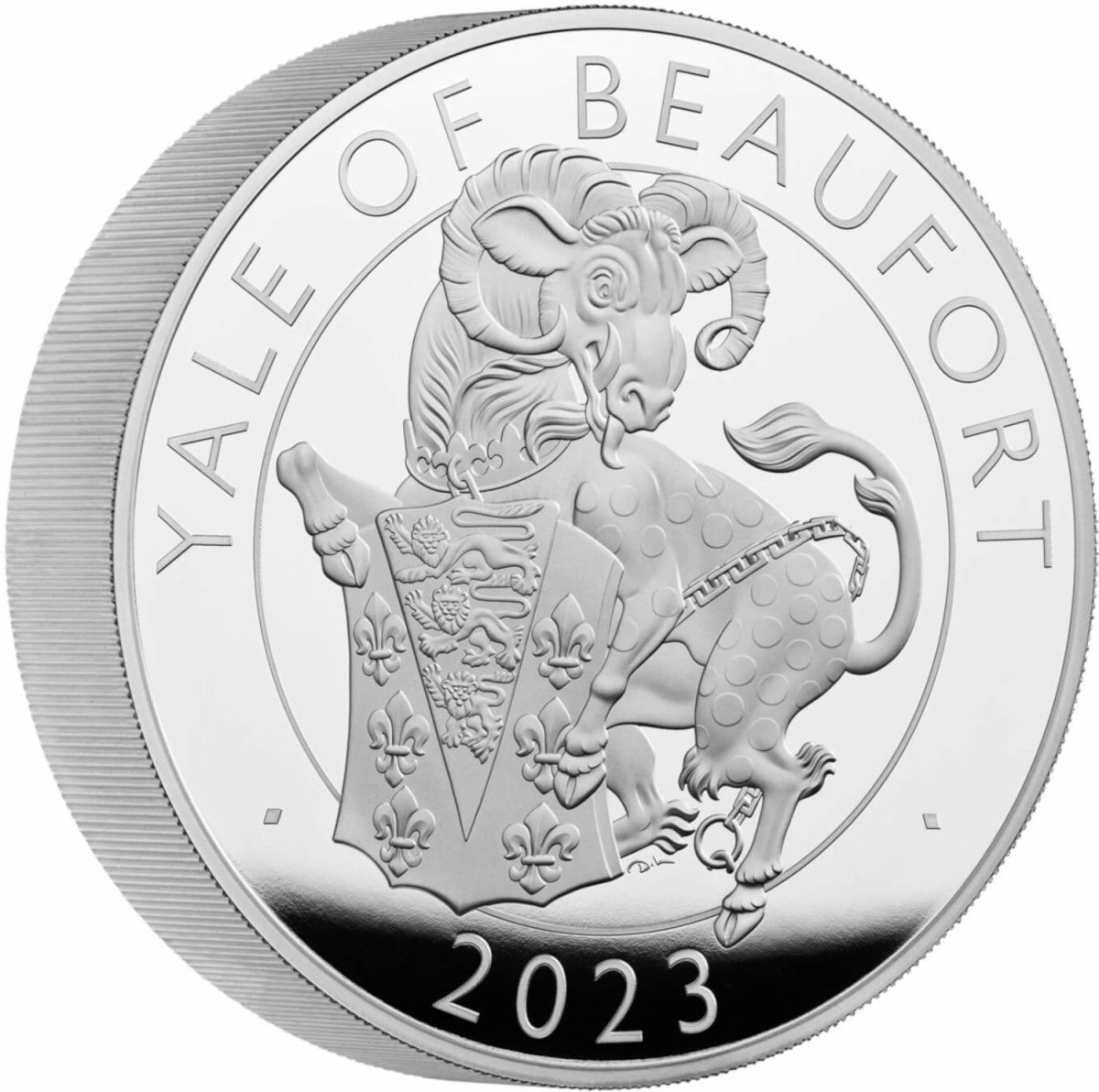 10 Pounds - Elizabeth II Posthumous; Yale of Beaufort; Silver Piedfort reverse