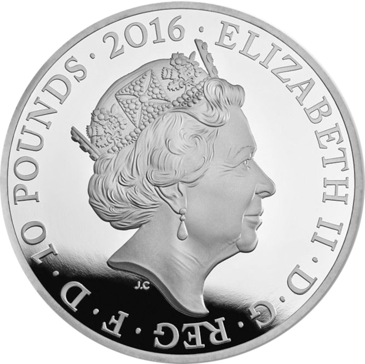 10 Pounds - Elizabeth II Queen’s 90th Birthday; Silver Proof obverse