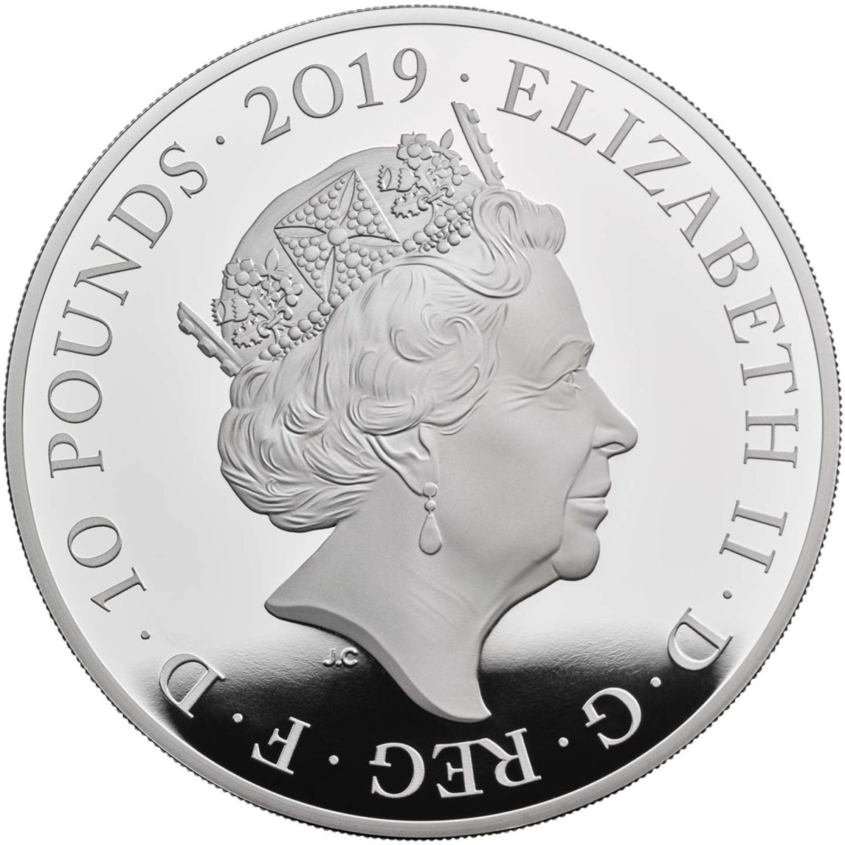 10 Pounds - Elizabeth II Queen Victoria and Prince Albert; Silver Proof obverse